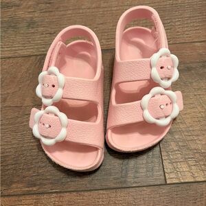 Charming Pink Kids Sandals with Floral Design